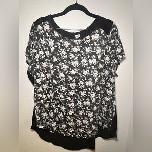 Old Navy 2X Top with Floral Design and Sheer Back